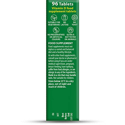 Vitabiotics Ultra Vitamin D Tablets 1000IU Optimum Level -96 count (Pack of 1) - Maple Wellness Supplements