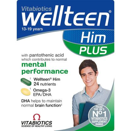 Vitabiotics Wellteen Him Plus Tablets/Capsules, 56 Count (Pack of 1) - Maple Wellness Supplements