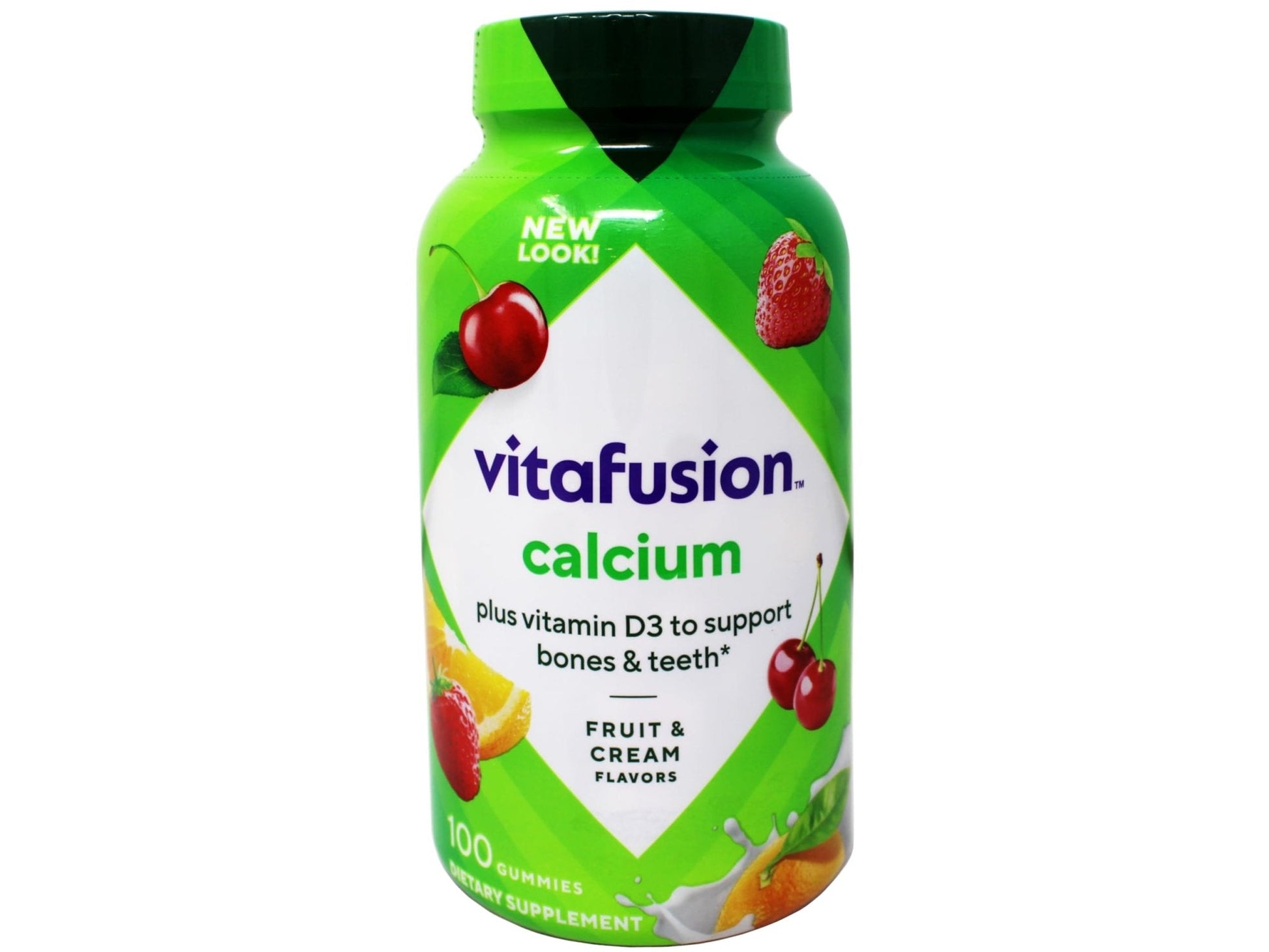 VitaFusion Calcium 500 mg Dietary Supplement Gummies Natural Fruit and Cream Flavors - 100 ct, Pack of 2 - Maple Wellness Supplements