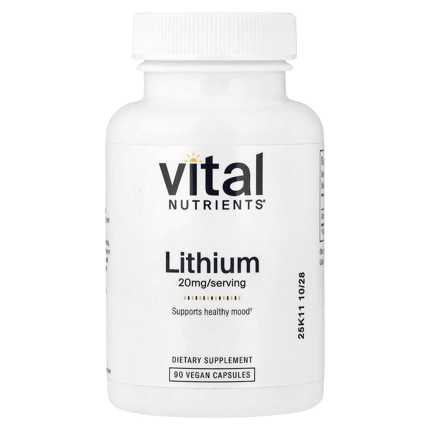 Vital Nutrients Lithium Orotate - Vegan Lithium Supplements for Memory, State of Mind, and Behavioral Health* - 20mg - Gluten, Dairy, Soy Free - 90 Capsules - Maple Wellness Supplements