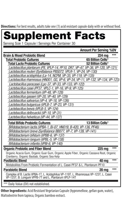 Vital Pro Naturals - Brain & Mood Probiotics + Prebiotics, Postbiotics, Parabiotics, 4-in-1 Health Supplement for Adults, High Potency, 67 Strains, Digestive, Brain and Immune Health, 30 ct - Maple Wellness Supplements