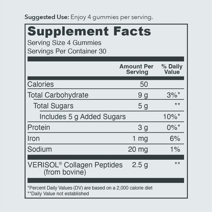 Vital Proteins Collagen Gummies, 2.5g of Clinically-Tested Collagen for Hair, Skin, Nails - Maple Wellness Supplements