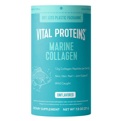 Vital Proteins Marine Collagen Peptides Powder Supplement for Skin Hair Nail Joint - Hydrolyzed Collagen - 12g per Serving - 7.8 oz Canister - Maple Wellness Supplements