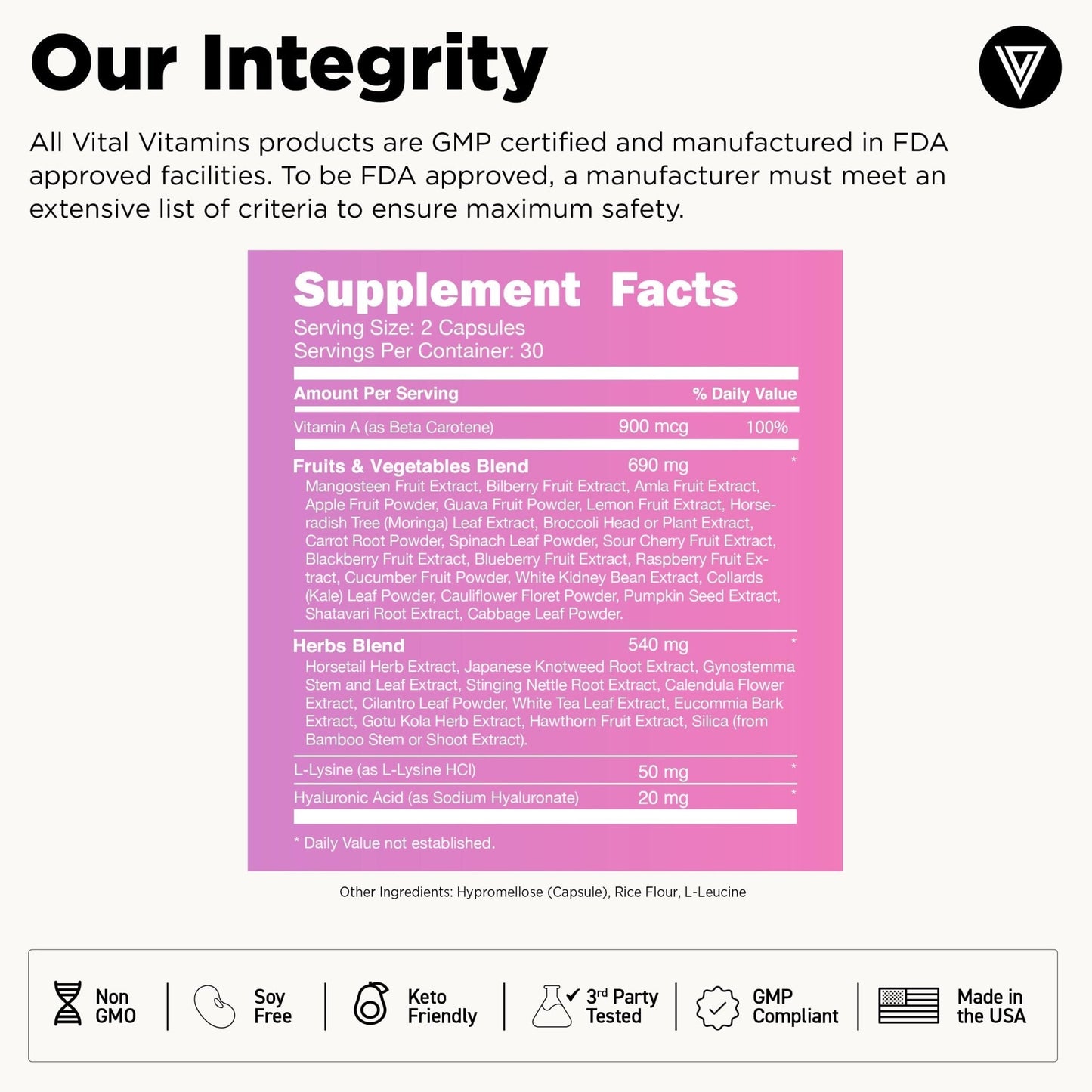 Vital Vitamins Vegan Collagen Booster - with Silica and Hyaluronic Acid - Plant-Based Collagen Supplements - Maple Wellness Supplements