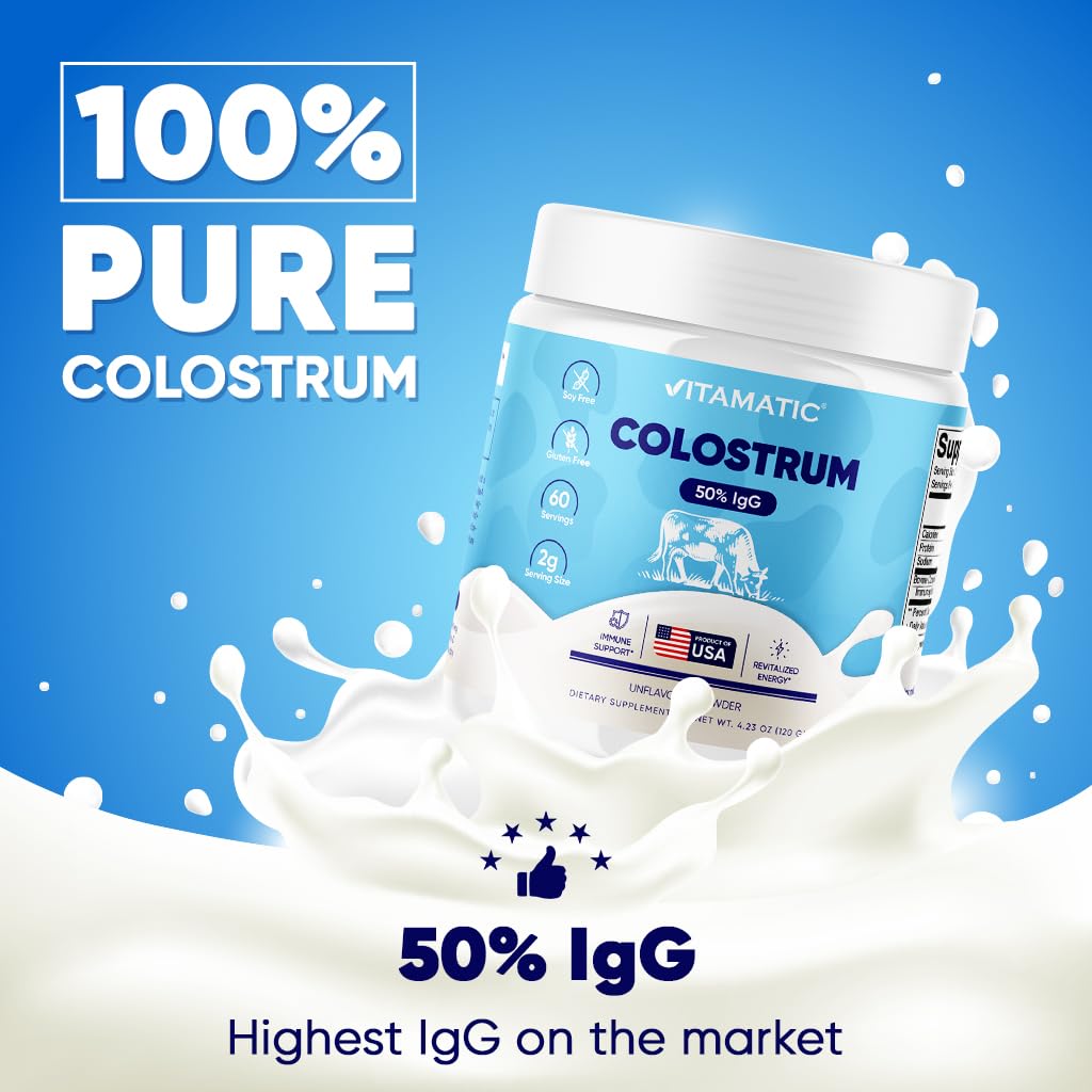 Vitamatic Bovine Colostrum Powder - 50% Highest IgG - Supplement for Gut Health - Maple Wellness Supplements