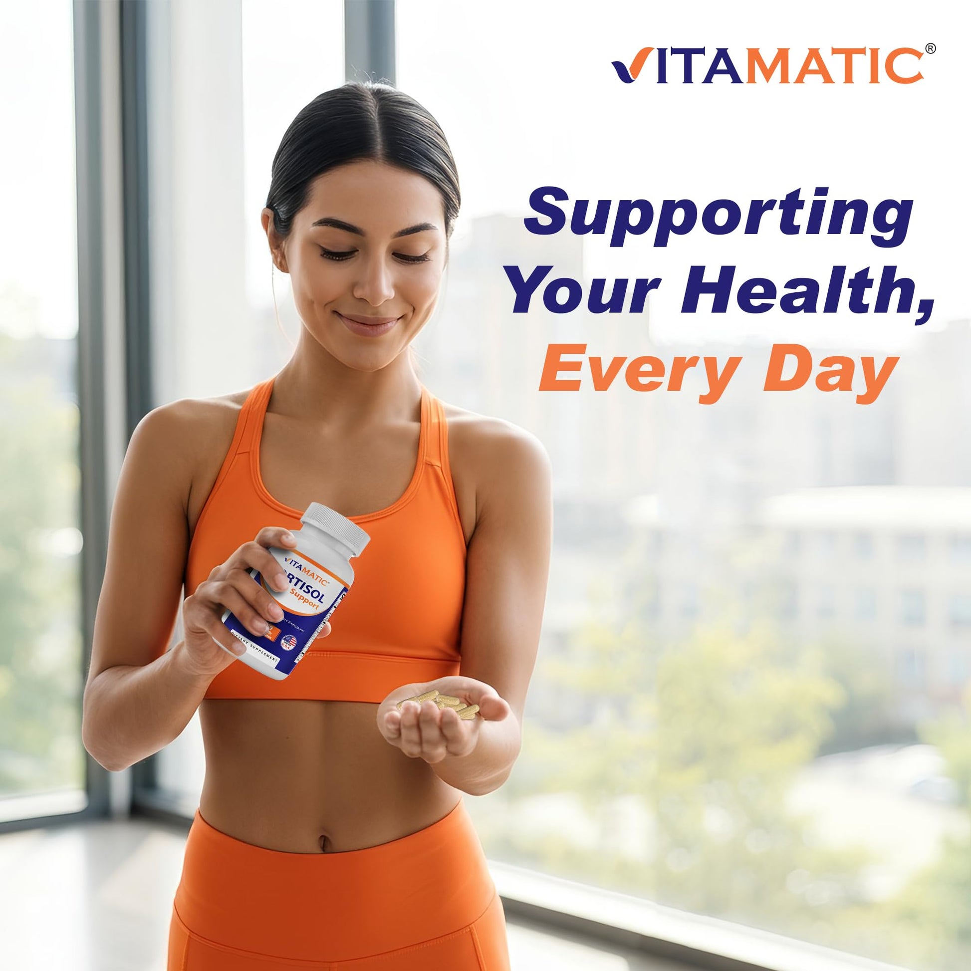 Vitamatic Cortisol Health Support - 90 Veggie Capsules - Made with Adaptogenic Blend with Ashwagandha, Rhodiola, Magnolia, L-Theanine, Phosphatidylserine - Maple Wellness Supplements