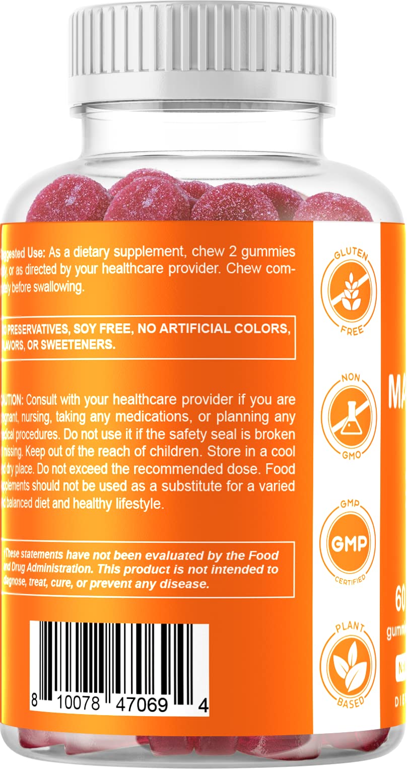 Vitamatic Magnesium Gummies 600mg per Serving – 60 Vegan Gummies – Relaxation, Muscle, Bone & Energy Support – 3 Pack - Maple Wellness Supplements