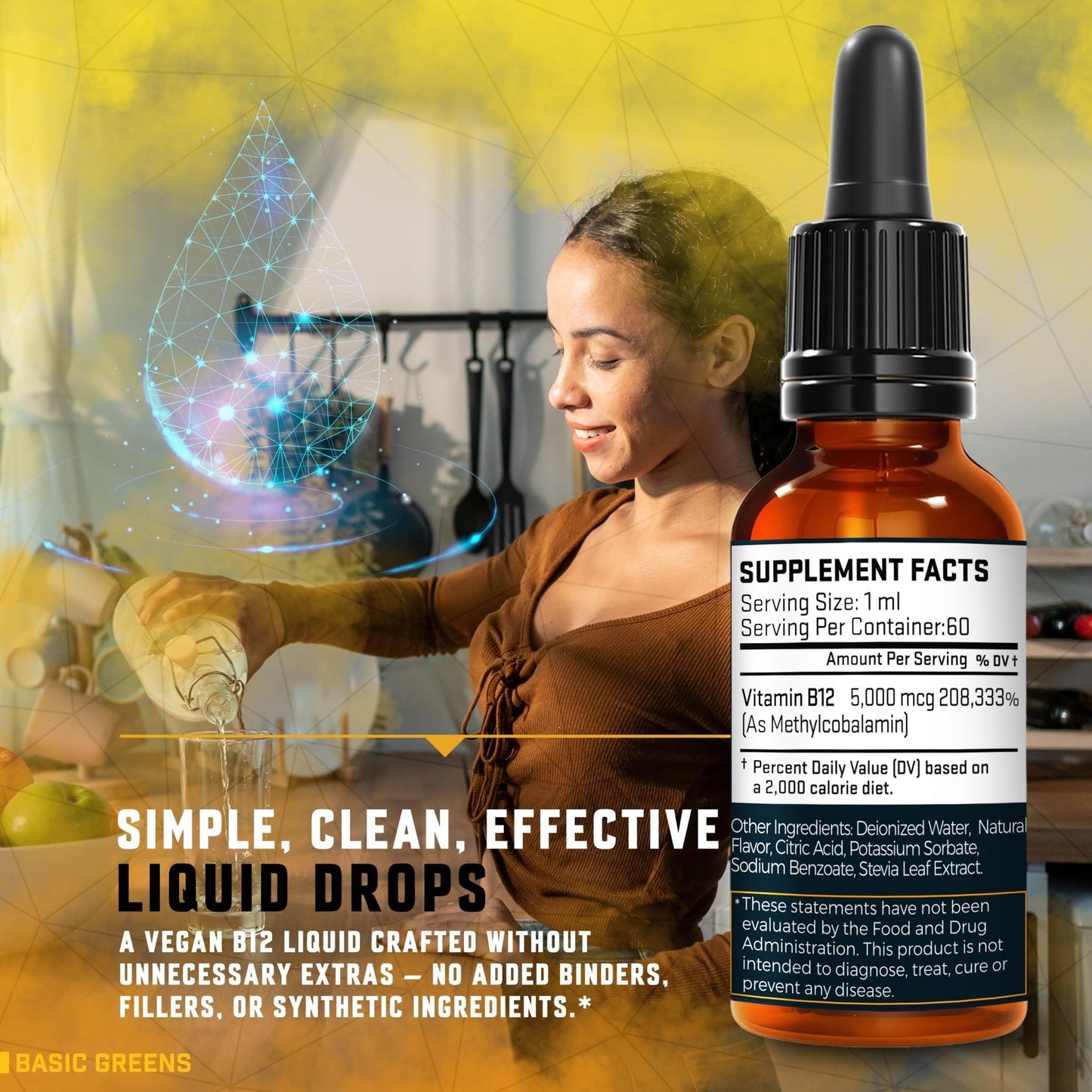 Vitamin B12 Sublingual Liquid Drops 5000 mcg – Vegan Methyl B-12 Supplement for Energy & Focus – B 12 Vitamin for Women & Men - Maple Wellness Supplements
