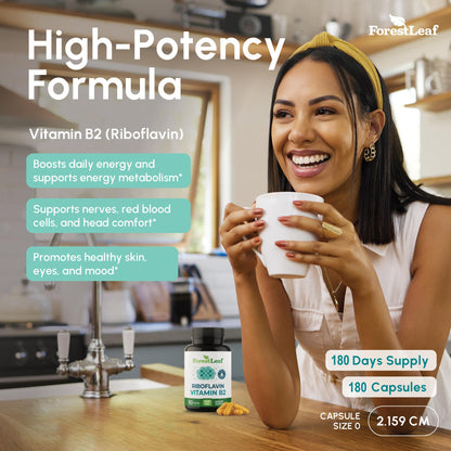 Vitamin B2 Riboflavin 400mg - Energy, Skin & Cellular Health Supplement - Nervous System Support - Vitamin B 2 Vit B - Non-GMO & Gluten Free - B2 Vitamin 400mg - Maple Wellness Supplements