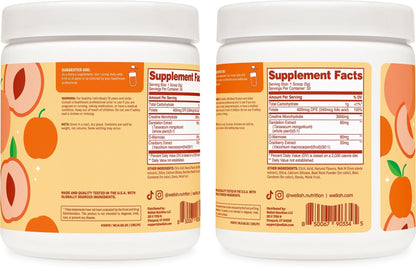 Wellah Creatine for Women - Creatine Monohydrate with Dandelion & Cranberry Extract (50 Servings, Clementine Peach) - Maple Wellness Supplements