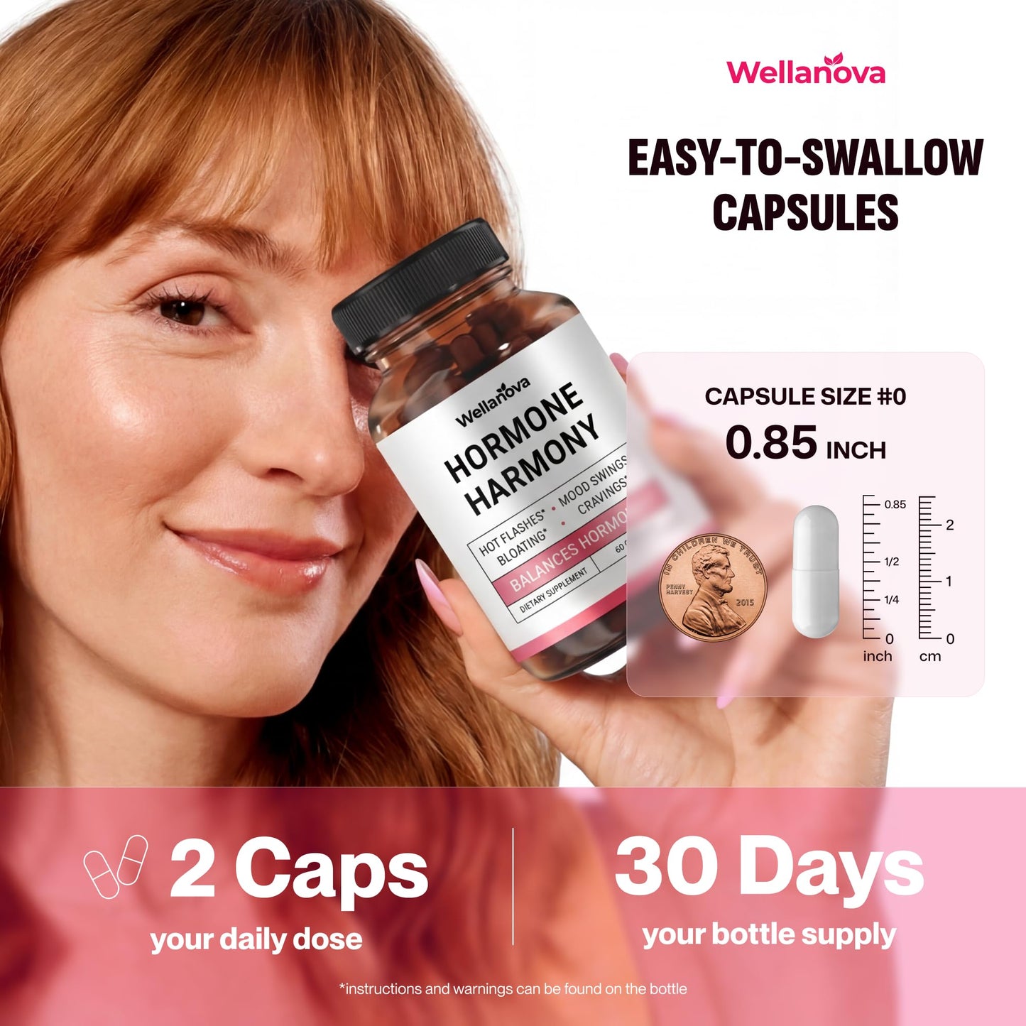 Wellanova Hormone Harmony for Women – Natural Hormonal Balance Support for Menopause & Perimenopause – Hot Flashes, Mood Swings, Cravings, Bloating Relief – 60 Capsules - Maple Wellness Supplements