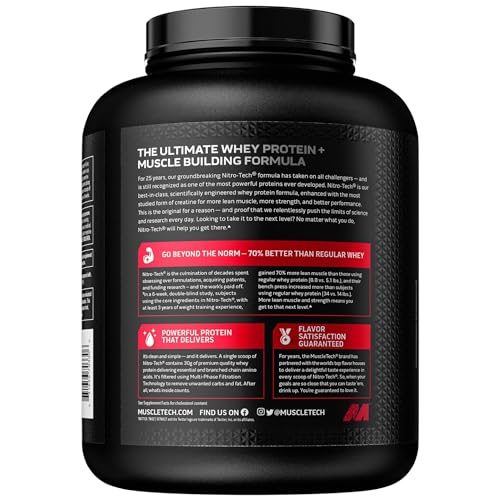 Whey Protein Powder, MuscleTech Nitro-Tech Whey Protein Isolate & Peptides, Protein - Maple Wellness Supplements