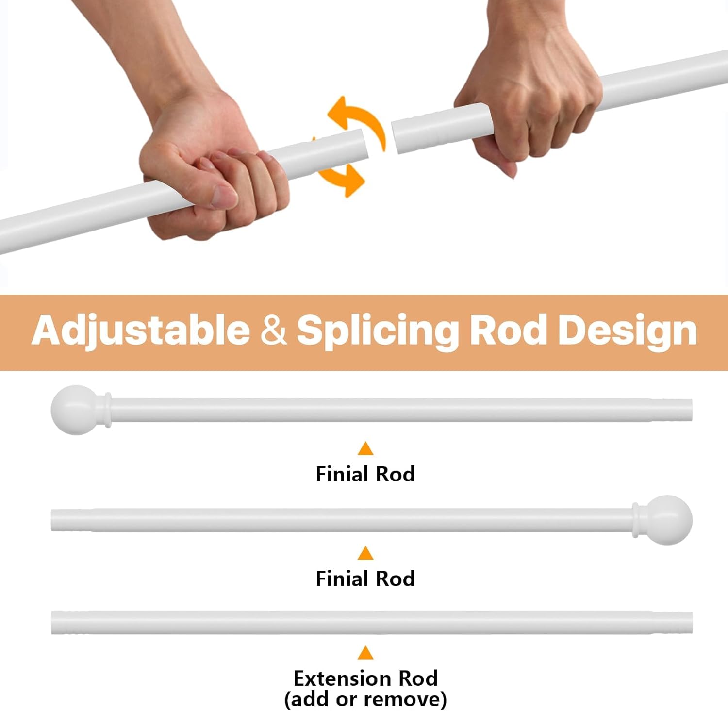 White Curtain Rods for Windows 28 to 48 Inch, Heavy Duty Curtain Rod Set with Brackets, Decorative Adjustable Curtain Rods for Bedroom, Living Room, 5/8" Metal Drapery Rod - Maple Wellness Supplements