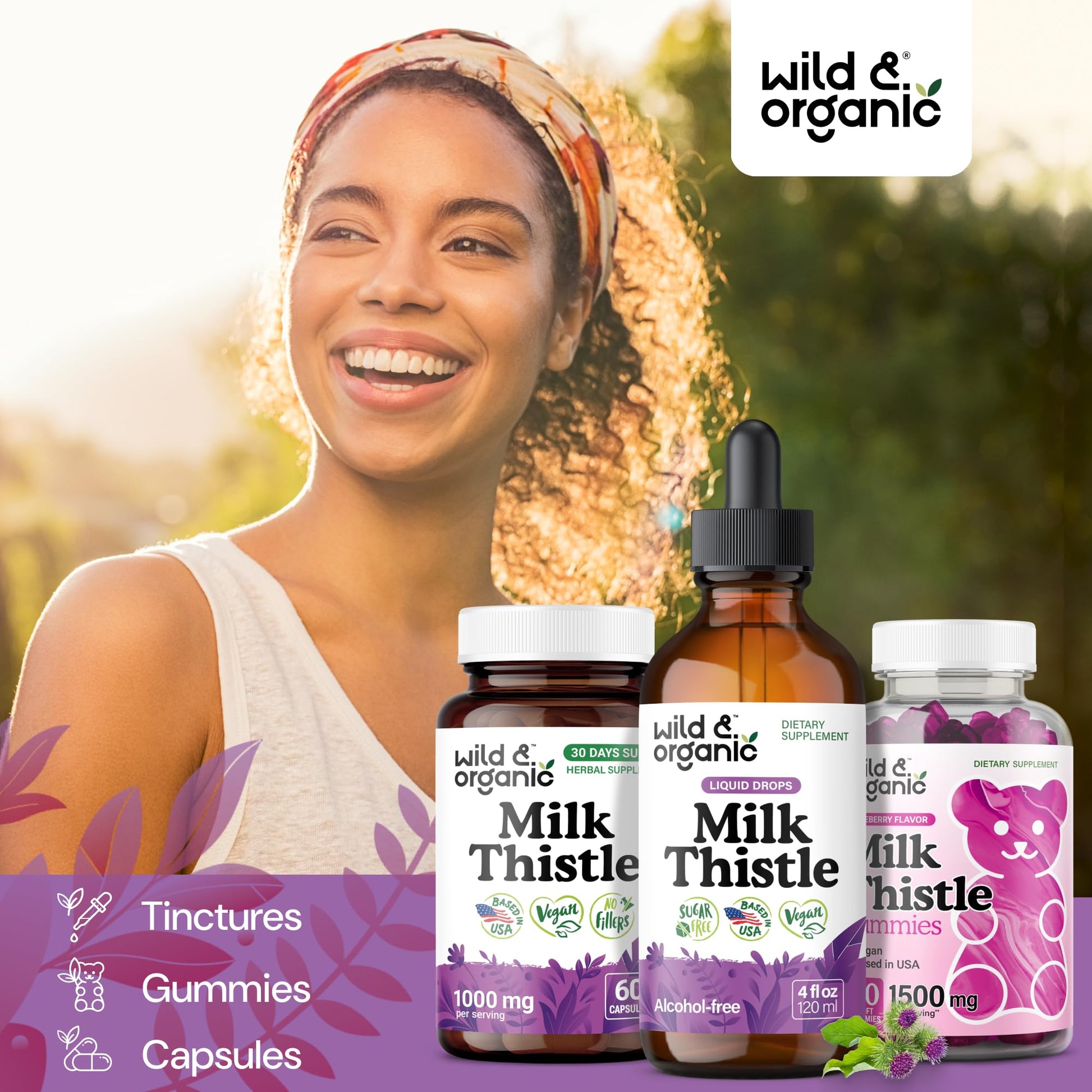 Wild & Organic Milk Thistle Liquid Drops - Liver Cleanse Detox - Silymarin Milk Thistle Supplement for Liver Support - Add to Tea - Silybum Marianum Seed Extract Tincture - Maple Wellness Supplements