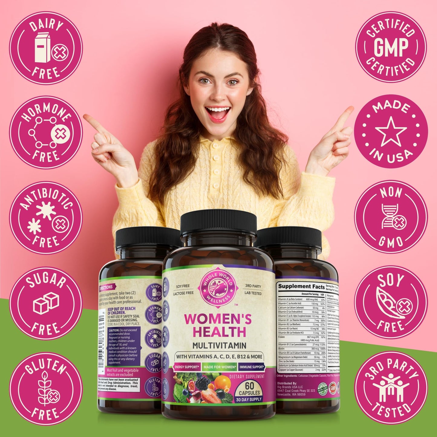 Womens Daily Multivitamins & Mens Daily Multivitamins Bundle (One Bottle Each) - Supports Holistic Wellness, Including Energy & Focus. Multivitamin & Multimineral Blend. Made in The USA. - Maple Wellness Supplements