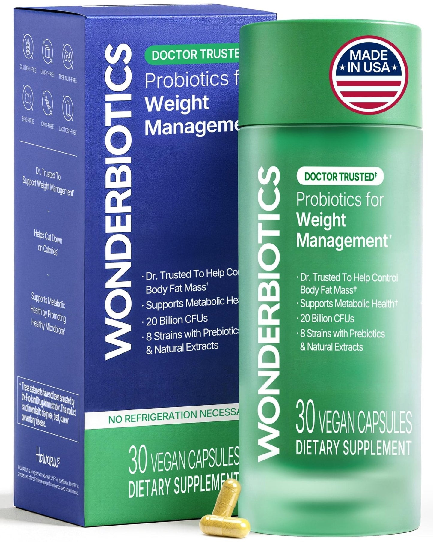 WonderBiotics Weight Management Probiotics for Women - Appetite Suppressant + 8 Clinically Strains - Safe & Natural Loss, Belly Fat, No Side Effects - 30 CT - Maple Wellness Supplements