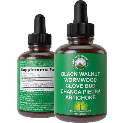 Wormwood Black Walnut Clove Cleanse for Humans. Elimination Detox + Intestinal Support Liquid Tincture Supplement for Adults and Kids. with Artichoke and Chanca Piedra for Additional Benefits - Maple Wellness Supplements