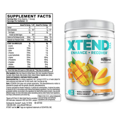 Xtend EAA + BCAA Powder for Muscle Recovery & Lean Muscle Growth, 9 Essential Amino Acids for Intra Workout or Post Workout Recovery - Maple Wellness Supplements