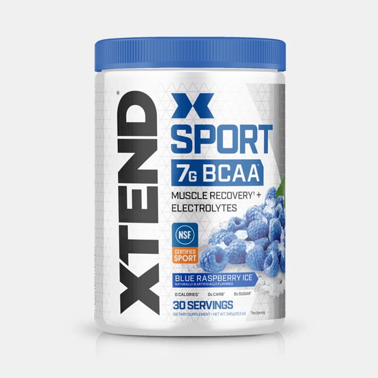 XTEND Sport BCAA Powder Blue Raspberry Ice - Electrolyte Powder for Recovery & Hydration with Amino Acids - 30 Servings - Maple Wellness Supplements