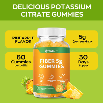 Yidout Fiber Gummies for Adults with Probiotics，No Sugar Added Pineapple Flavor, Promotes Gut Health and Regulate Bowel Movement, Vegan (60 Count（Pack of 1）) - Maple Wellness Supplements