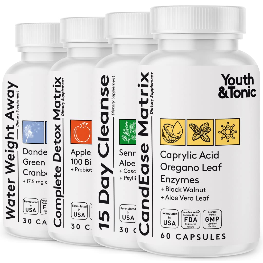 Youth & Tonic Complete Body Detox for Cleanse, Normal Acidity Gut Level and Water - Maple Wellness Supplements