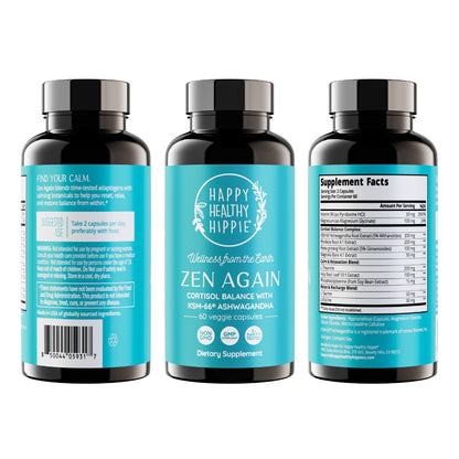Zen Again Cortisol Manager with Ashwagandha KSM-66® | Cortisol Supplements for Women | 11-in-1 Complex | Natural Stress Support Supplement with L-Theanine, Rhodiola & Magnesium | Vegan, 60 Ct - Maple Wellness Supplements