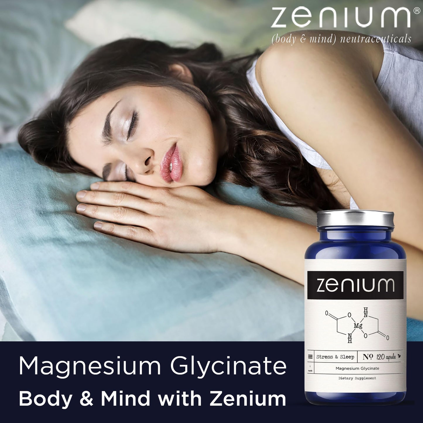 Zenium - Magnesium Glycinate for Sleep, Chelated, 600mg per Serving, 120 Capsules | High Absorption | Relieve Tension, Worry, Nervousness | Calm The Mind & Body | Ayurvedic | Natural Relief Supplement - Maple Wellness Supplements