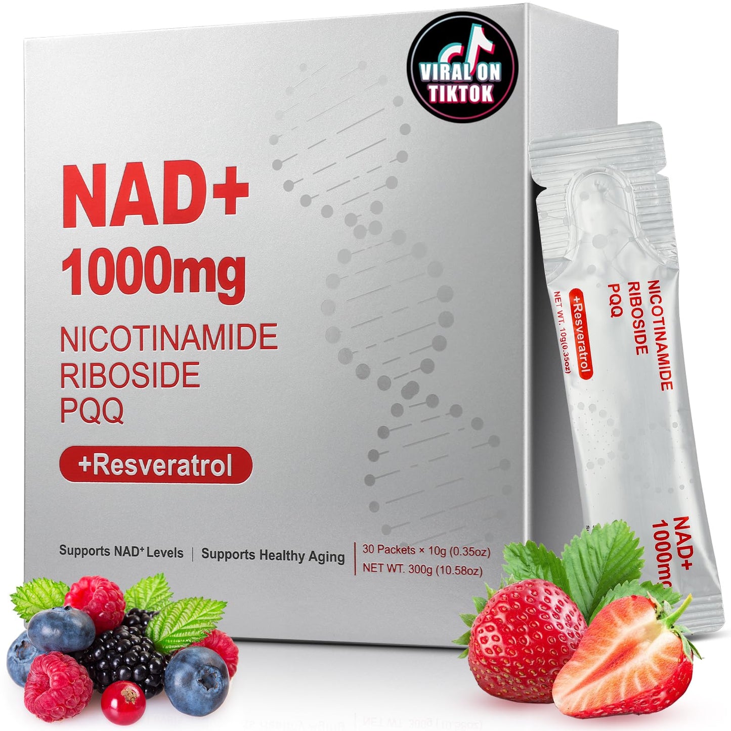 ZOROAHER 1000mg High-Potency NAD+ Liquid Supplement, Nicotinamide Riboside & Resveratrol with PQQ, Boosts Cellular Energy, Focus & Healthy Aging - 1 Pc - Maple Wellness Supplements