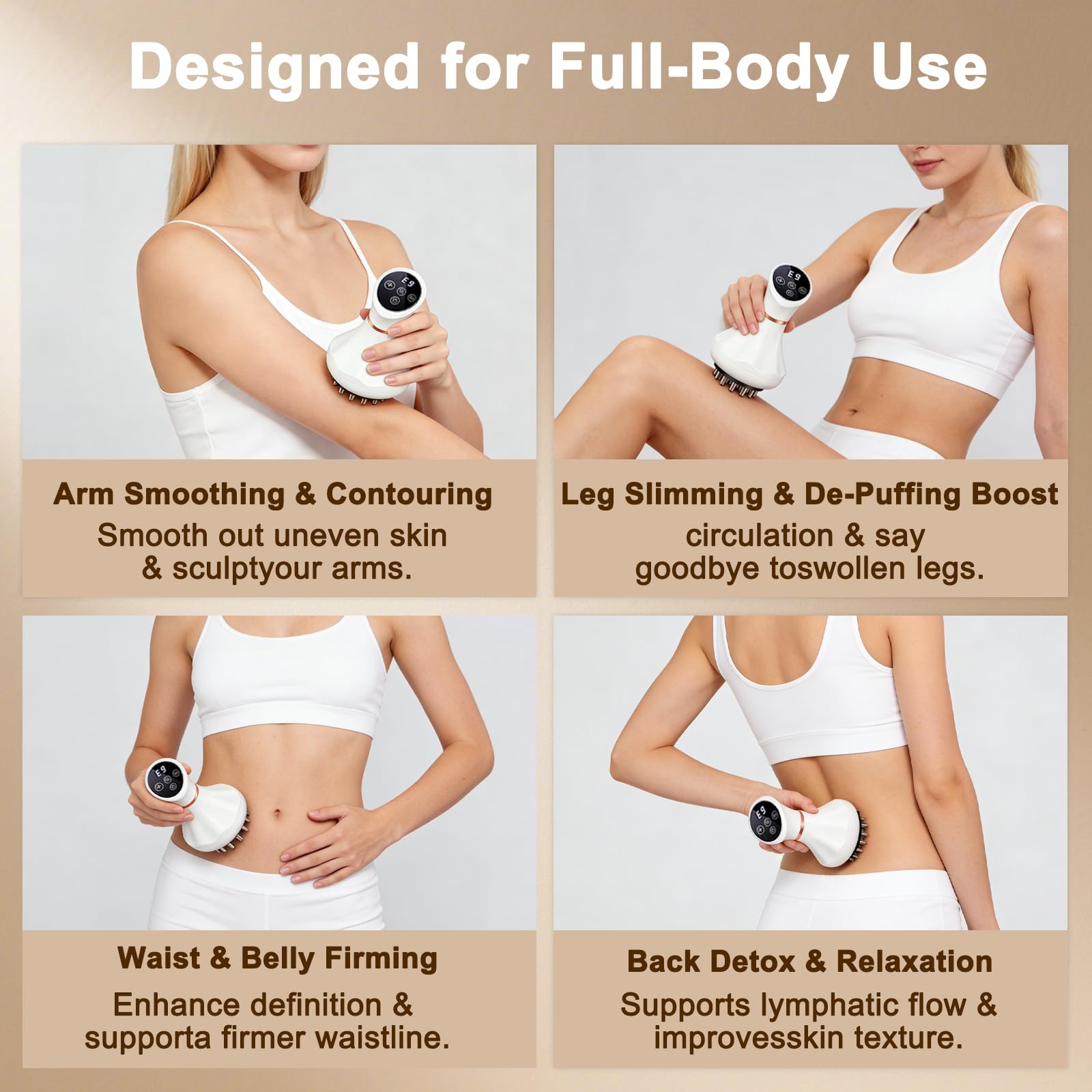 ZRCZRC Lymphatic Drainage Massager, Lymphatic Massager, Helps Reduce Stretch Marks & Cellulite, for Legs, Arms & Belly, Body Sculpting Machine with Microcurrent, Light, Heat & Vibration, White - Maple Wellness Supplements